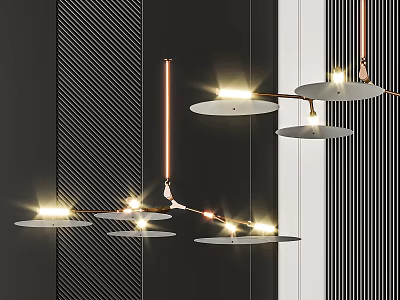 Sleek Modern Chandelier With Multiple Disc Lights For Contemporary Interior Design 3d model