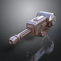 3D Model of Mechanical Weapon With Metallic Texture and Gear Details
