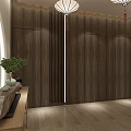 Modern Chinese Style Elevator Hallway With Wooden Lattice Green Plant And Water Feature
