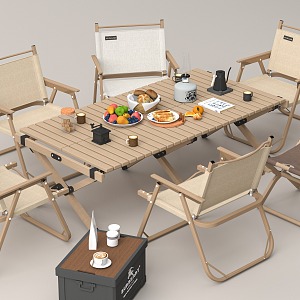 Outdoor Table and Chair Combination Camping Table and Chair 3d model