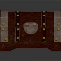 Vintage Style Wooden Chest with Brass Rivets Metal Accents and Lock for Daily Living