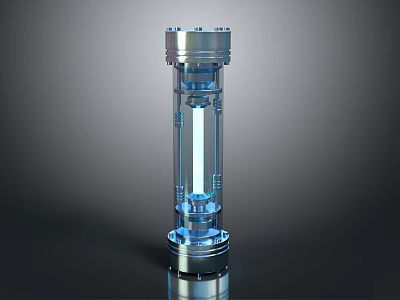 Modern Transparent Cylindrical Component With Metal Top Base And Internal Structure 3d model