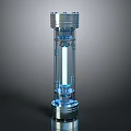 Modern Transparent Cylindrical Component With Metal Top Base And Internal Structure 3d model