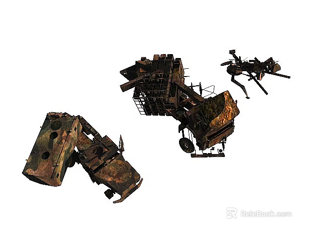Rusty Abandoned Car Wreck With Damaged Body And Broken Parts 3d model 