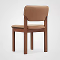 Modern Wooden Frame Dining Chair With Beige Fabric Upholstered Seat And Backrest