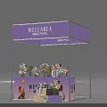 Floral Decoration For Wellarea Booth With Purple Canopy Metal Frame And Flower Arrangements