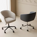 Modern Light Gray and Dark Gray Office Chairs Upholstered Swivel with Black Wheels