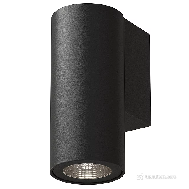 Stylish Modern Black Cylindrical Wall Light with Sleek Metal Design for Home Interior 3d model 