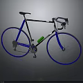 Modern Road Bicycle With Blue Wheels Black Frame And Green Water Bottle Cage