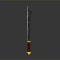 Stunning Decorative Sword With Black Blade And Red Yellow Hilt Design