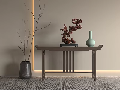 New Chinese Style Strip Case New Chinese Style Entrance Strip Case Decorative Painting 3d model