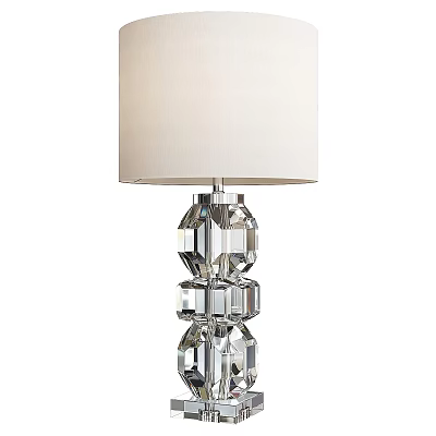 Elegant Faceted Crystal Table Lamp With Cream Lampshade And Modern Design 3d model