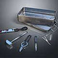 Stainless Steel Medical Instruments Set With Scalpel Forceps Scissors On Metal Tray
