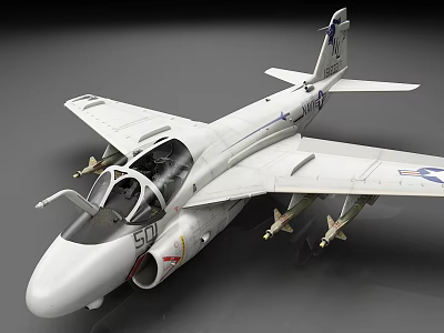 White Military Aircraft With Transparent Cockpit Wing Mounted Missiles And 501 Marking 3d model