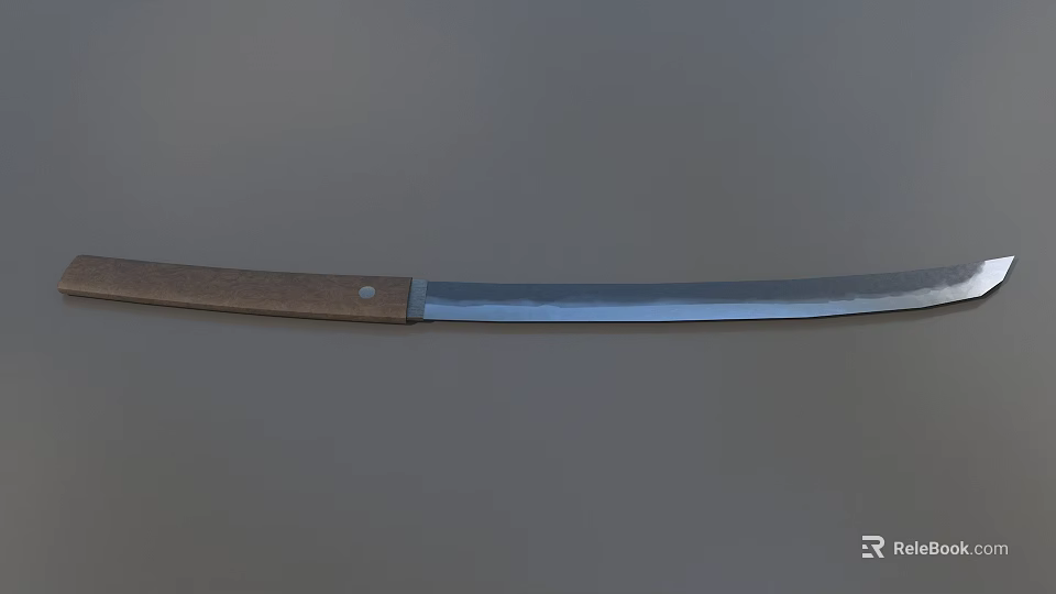 Traditional Long Sword With Silver Sharp Blade And Wooden Handle Design 3d model 