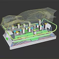 Laboratory Testing Equipment With Transparent Cover Multi Layer Structure Internal Components And Yellow Green Lines
