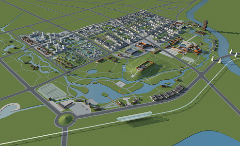 Modern Aerial View Planning 3d model