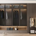 Modern Wardrobe Design Featuring Glass Door Cabinets Hanging Clothes Drawers And Side Hanger Rack