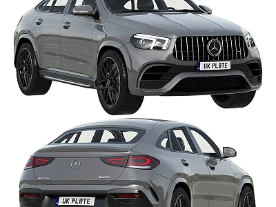 Sleek Gray Mercedes AMG SUV Coupe With Sporty Dynamic Exterior Design 3d model