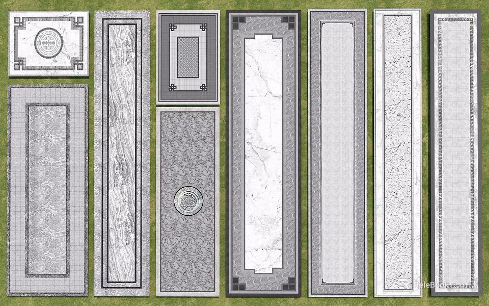 Garden Pathway Decorative Pavers With Various Patterns Rectangle Square Shapes And Textures 3d model