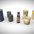 Industrial LOFT Industrial Barrel Combination Oil Barrel Iron Barrel Chemical Storage Tank 3d model