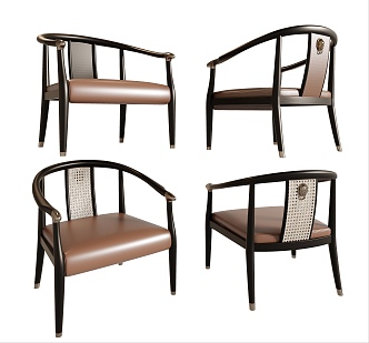 New Chinese Style Single Chair Single Chair Dining Chair Leisure Chair 3d model