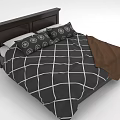 Two People Relaxing On Bed With Checkered Quilt Pillows And Brown Blanket