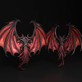 Decorative Ornament Set With Red And Black Mythical Wings Intricate Design