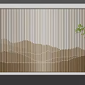 Sofa Backdrop Wall with Vertical Slats LED Strip Lights Wavy Light Effect and Potted Plant 3d model