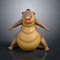 Cute Cartoon Crocodile 3D Model With Happy Expression Brown And Yellow Chubby Body Open Mouth
