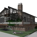Charming Guesthouse Building With Stone Walls Wooden Roof Balcony And Greenery