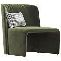 Modern Gray Accent Chair with Black and White Checkered Pillow and Green Design