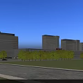Modern Public Institutional Complex With Symmetrical Towers Spacious Plaza And Landscaped Surroundings