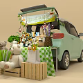 Adorable Teddy Bears Flowers And Wooden Crates Setup With Folding Chair By Cart