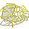 Yellow Fish Shaped Playground Equipment With Net Climbing Frame Structure 3d model