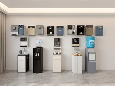 Various Color Small Daily Use Appliances With Wall Mounted And Floor Standing Water Dispensers 3d model