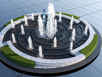 Modern Fountain Round Fountain Pool Square Fountain Water Column Water Drop 3d model