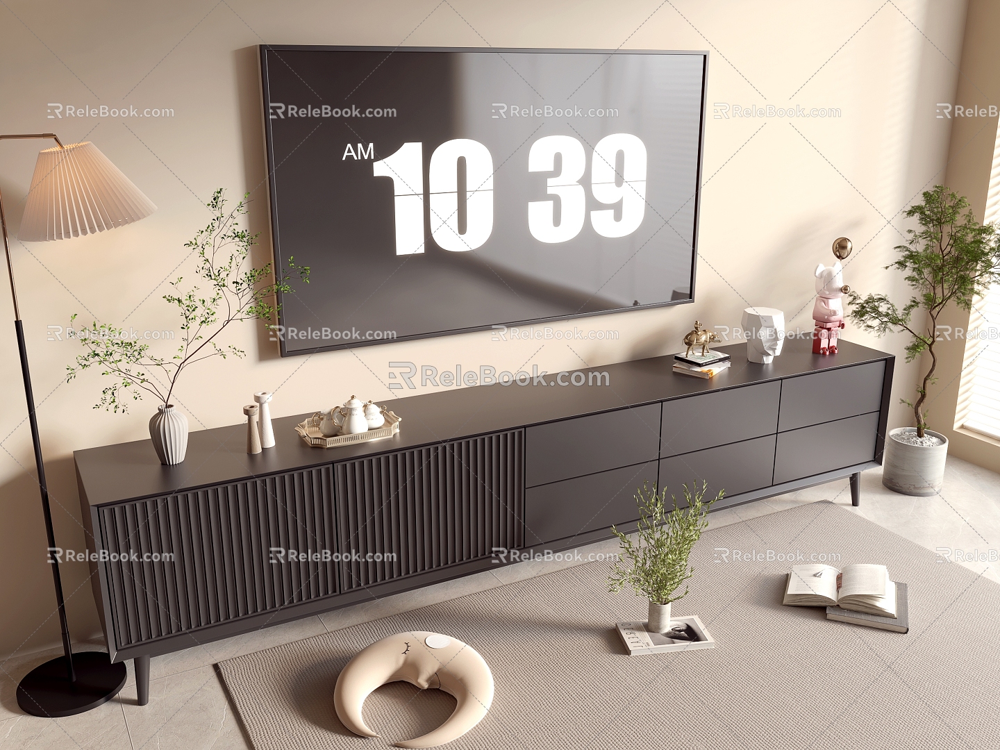 Modern Black TV Cabinet Sideboard Balcony Cabinet Storage Cabinet Entrance Cabinet 3d model