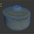 Artisan Handcrafted Metal Container With Sculpted Striped Lid And Layered Patterns