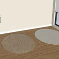 Modern Round Carpets Featuring Wood Grain Design in Beige and Cream Tones on Hardwood Floor