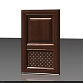 Brown Wooden Double Door With Carved Panel And Lattice Design