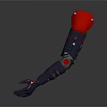Futuristic Robot Character Arm With Red Joints And Metallic Mechanical Design