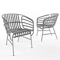 Stylish Rattan Leisure Chair With Red And Black Metal Frame Modern Design