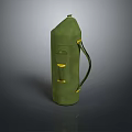 Green Fabric Travel Bag Featuring Yellow Straps and Vertical Design