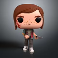 Funko Pop Style Character Figure With Brown Hair Blood On Face And Knife