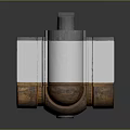 Rusted Metal Mechanical Equipment With Blue Glowing Circular Components And White Structural Parts