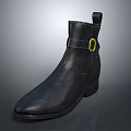 Stylish Black Leather Ankle Boots With Yellow Buckle And Classic Design