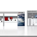 Elegant Modern Exhibition Island With Digital Screens And Product Showcases