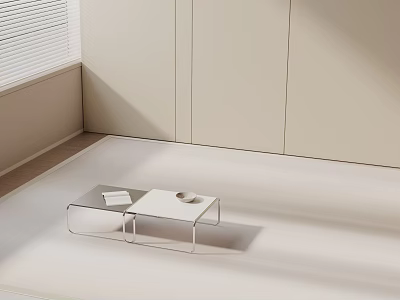 Modern Minimalist Sofa Coffee Table Set With Transparent Glass Top And White Base 3d model