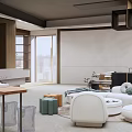 Elegant Specialty Store Interior Design With Display Shelves Sofa And Tables